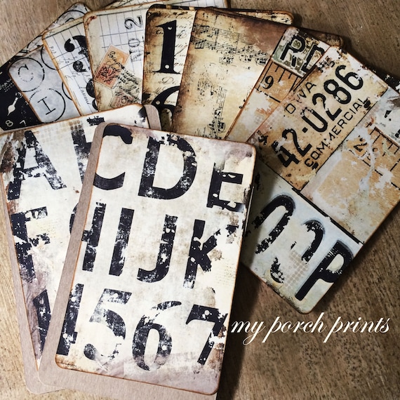 Industrial, Grunge, Printable Papers, Junk Journal, Numbers