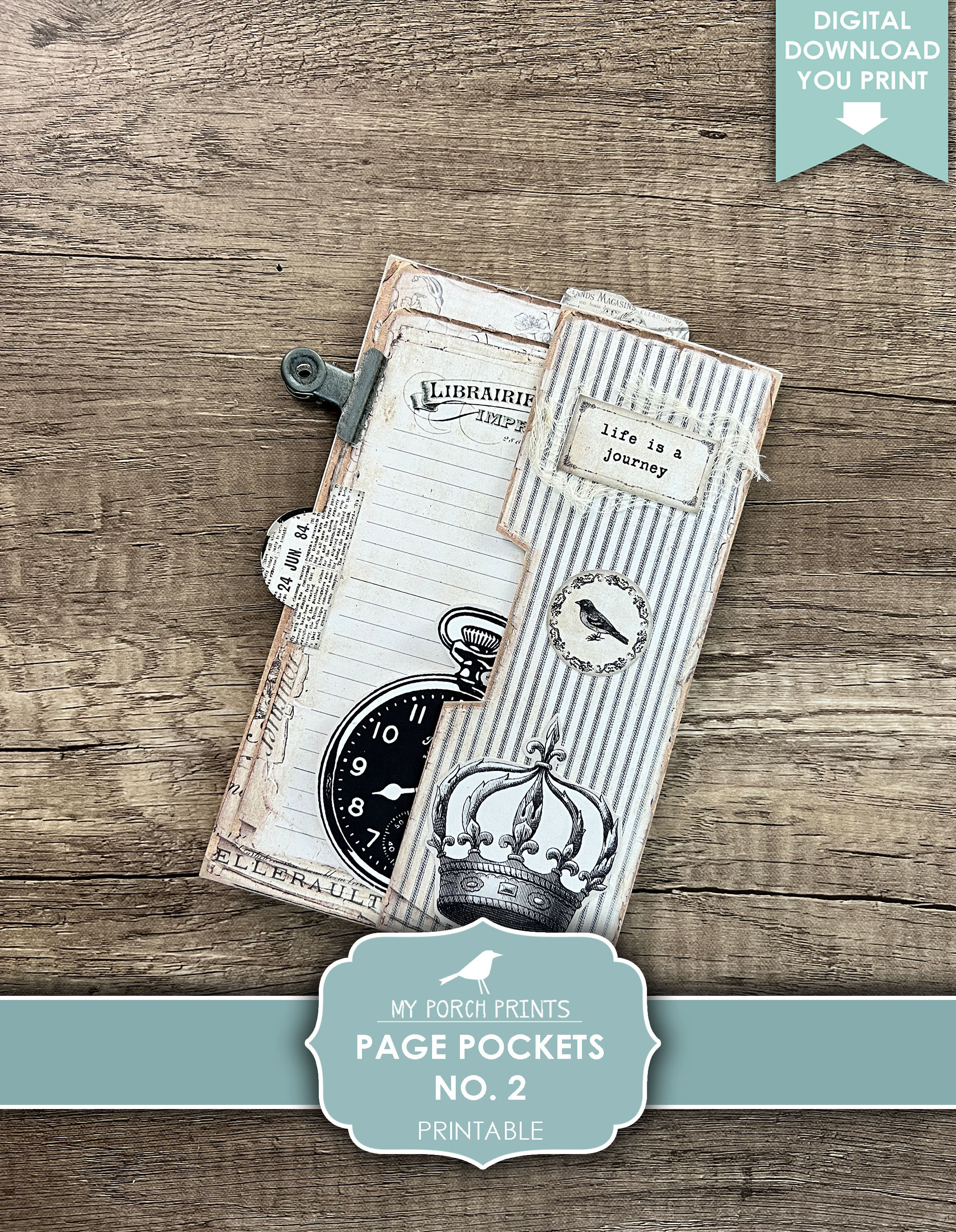 Page Pockets No. 2 Junk Journal Folio Kit, Folder, Black and White ...