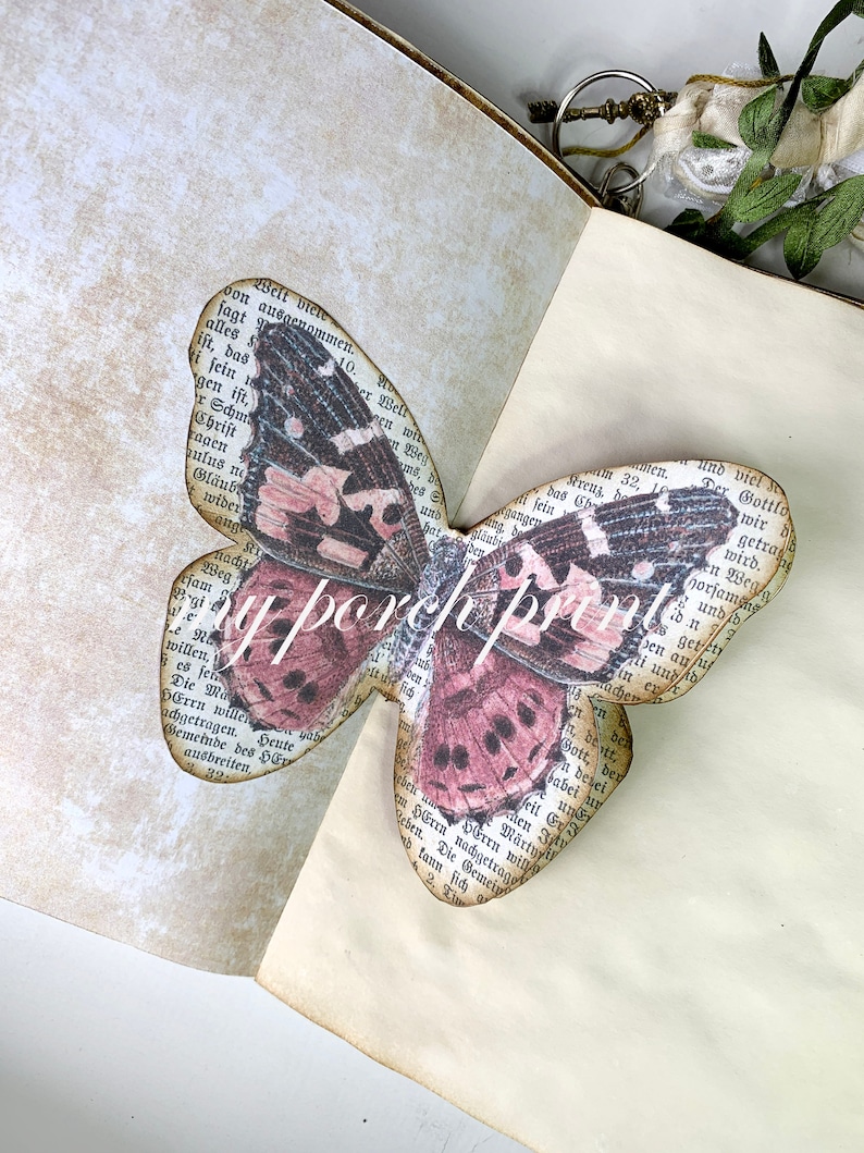 Junk Journal, Insert, 3D, Butterfly, Craft Kit, Book Page, Dimensional, Pop Up, Printable, My Porch Prints, Digi Kit, Digital Download image 4