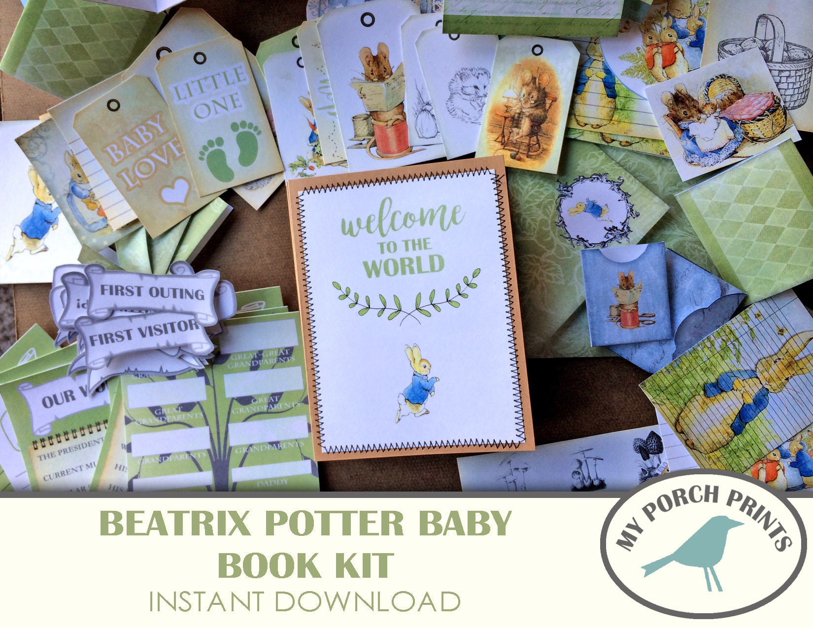 Beatrix Potter Baby Book Kit Junk Journal Kit Baby Boy Etsy