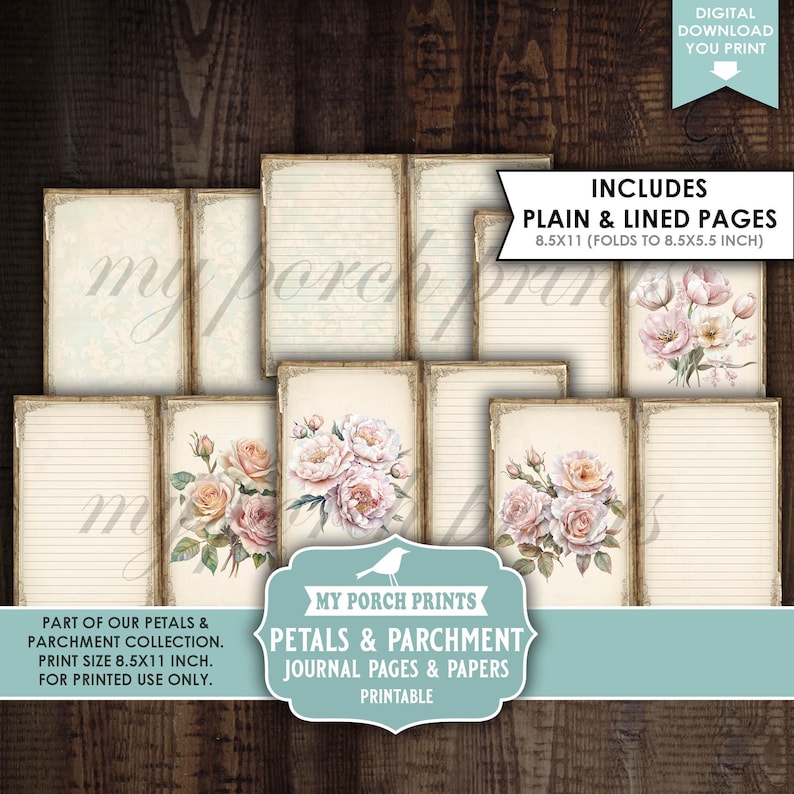 Petals and Parchment Junk Journal PAGES & PAPERS, Vintage, Spring ...