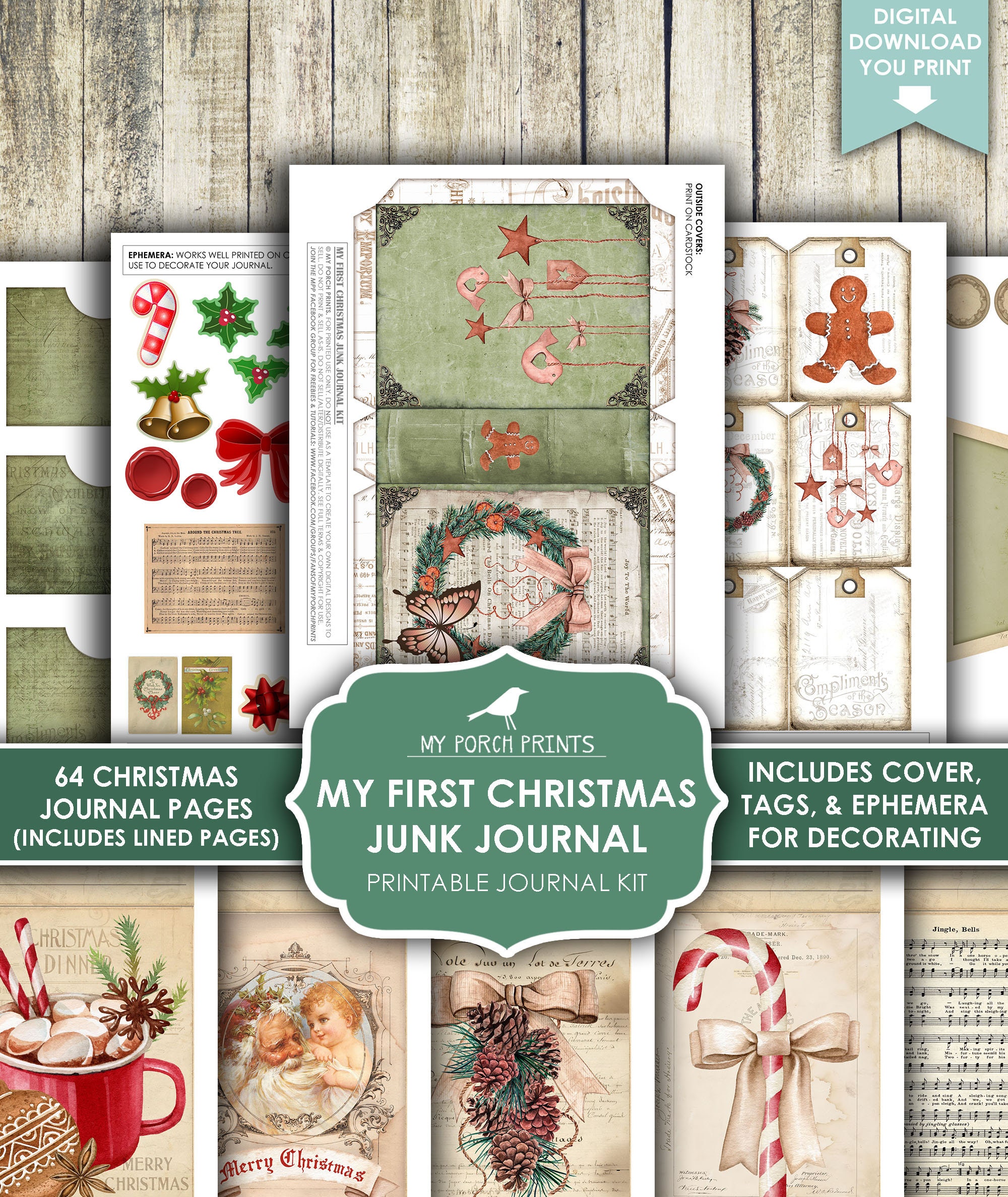 Christmas, Junk Journal, Kit, My First, Beginner, December, Tradition ...