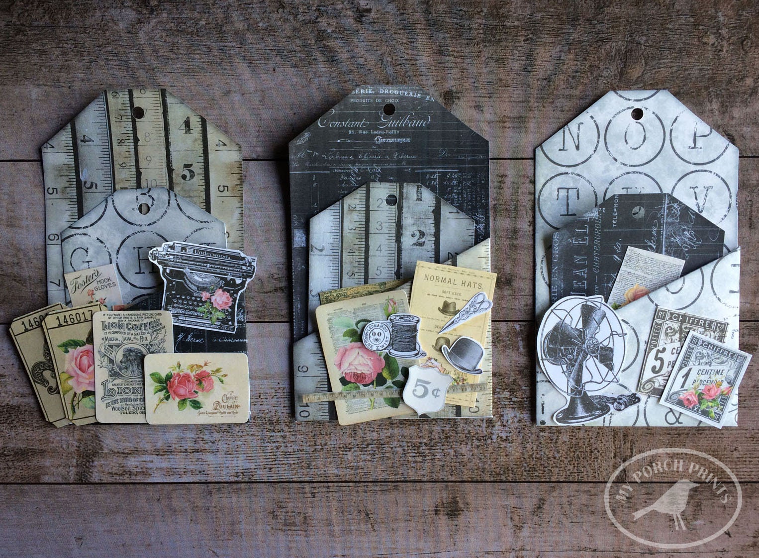 Industrial Pocket Tags, Loaded Envelope, Junk Journal Kit, Printable ...