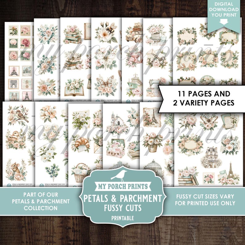 Petals and Parchment Junk Journal FUSSY CUTS, Kit, Vintage, Spring ...