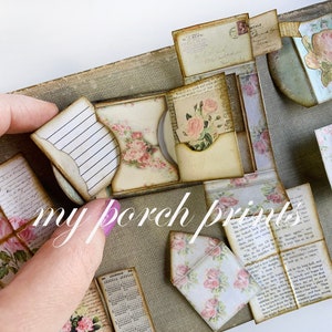 Mini Folio, Mini Album, Craft Kit, Junk Journal Kit, My Porch Prints, Imprimable, Mini Book, Miniature, Book, Digi Kit, Digital, Download image 5