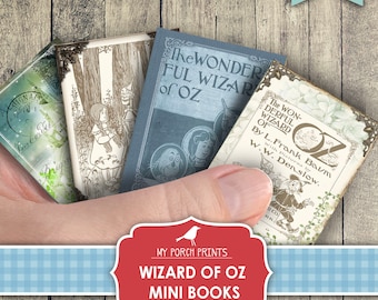 Mini Books Wizard of Oz, Junk Journal, Yellow Brick Road, Dorothy Gale, Toto, Book, Miniature, My Porch Prints, Printable, Digital Download