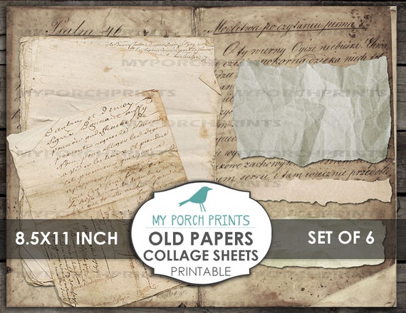 Old Paper, Journal Pages, Junk Journal, Kit, 8.5x11 inch, Letters, Mail, Post Card, Book, Vintage, Neutral, Digital Download, Printable