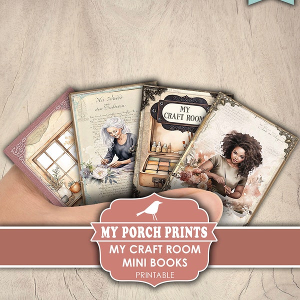 My Craft Room Mini Books, Junk Journal, Miniature, Home Office, Supplies, Art, Artist, Book, My Porch Prints, Printable, Digital Download