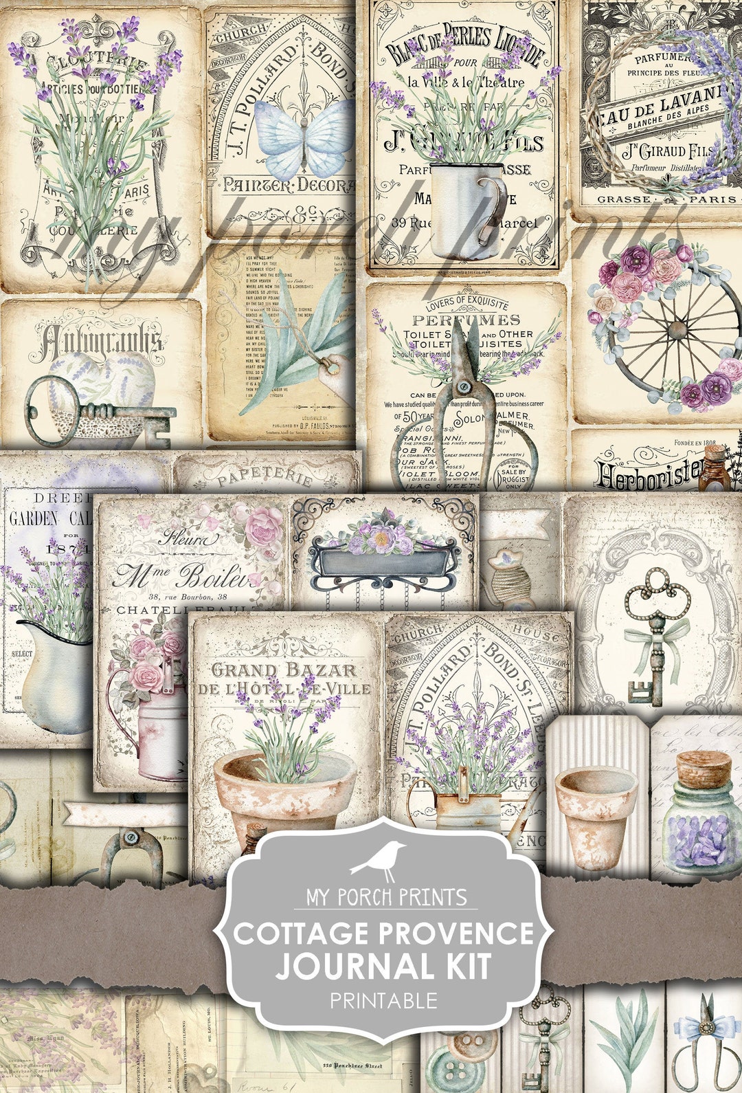 Junk Journal Kit, Cottage, Provence, Lavender, French, Purple, Garden ...