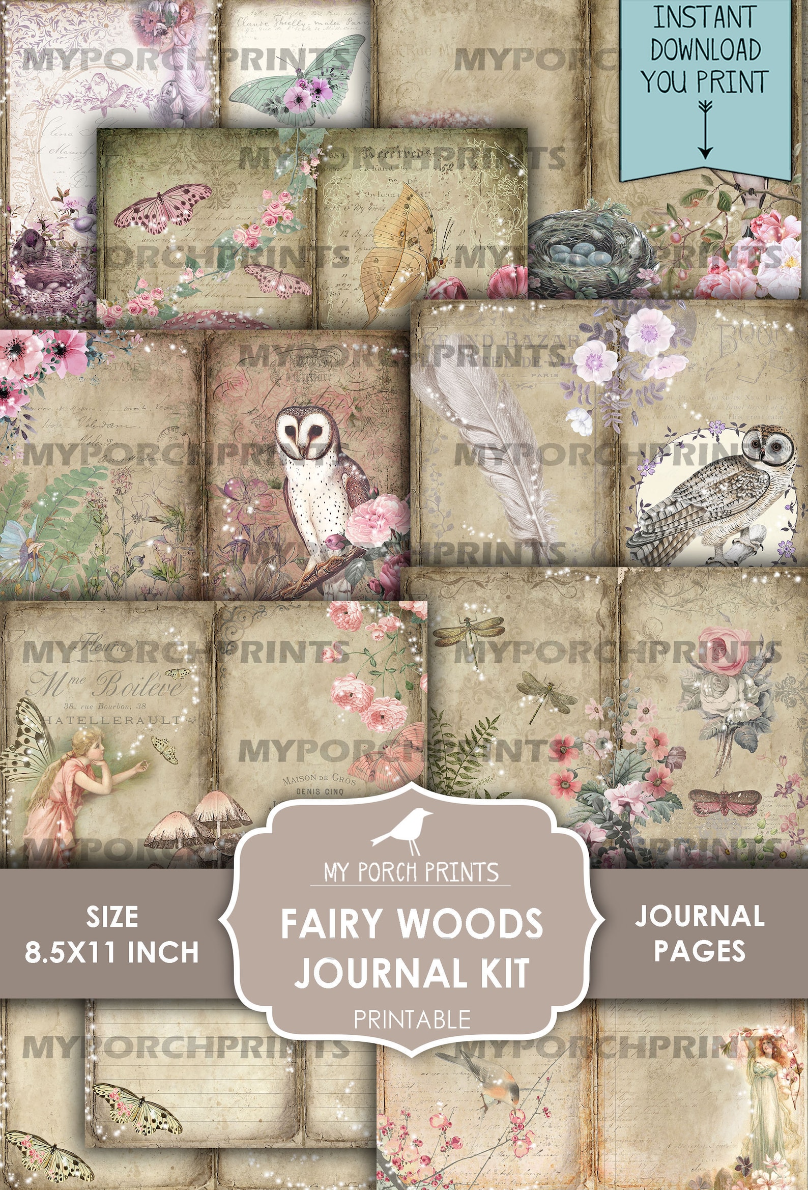 Junk Journal Kit, Fairy, Woods, Fairytale, Fairies, Pink, My Porch ...