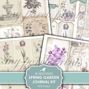 Junk Journal, Kit, Spring, Garden, Peonies, Cottage, Purple, Floral ...