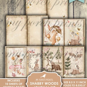 Junk Journal Kit, Shabby, Woods, Boho, Woodland, Forest, Animals, Baby ...