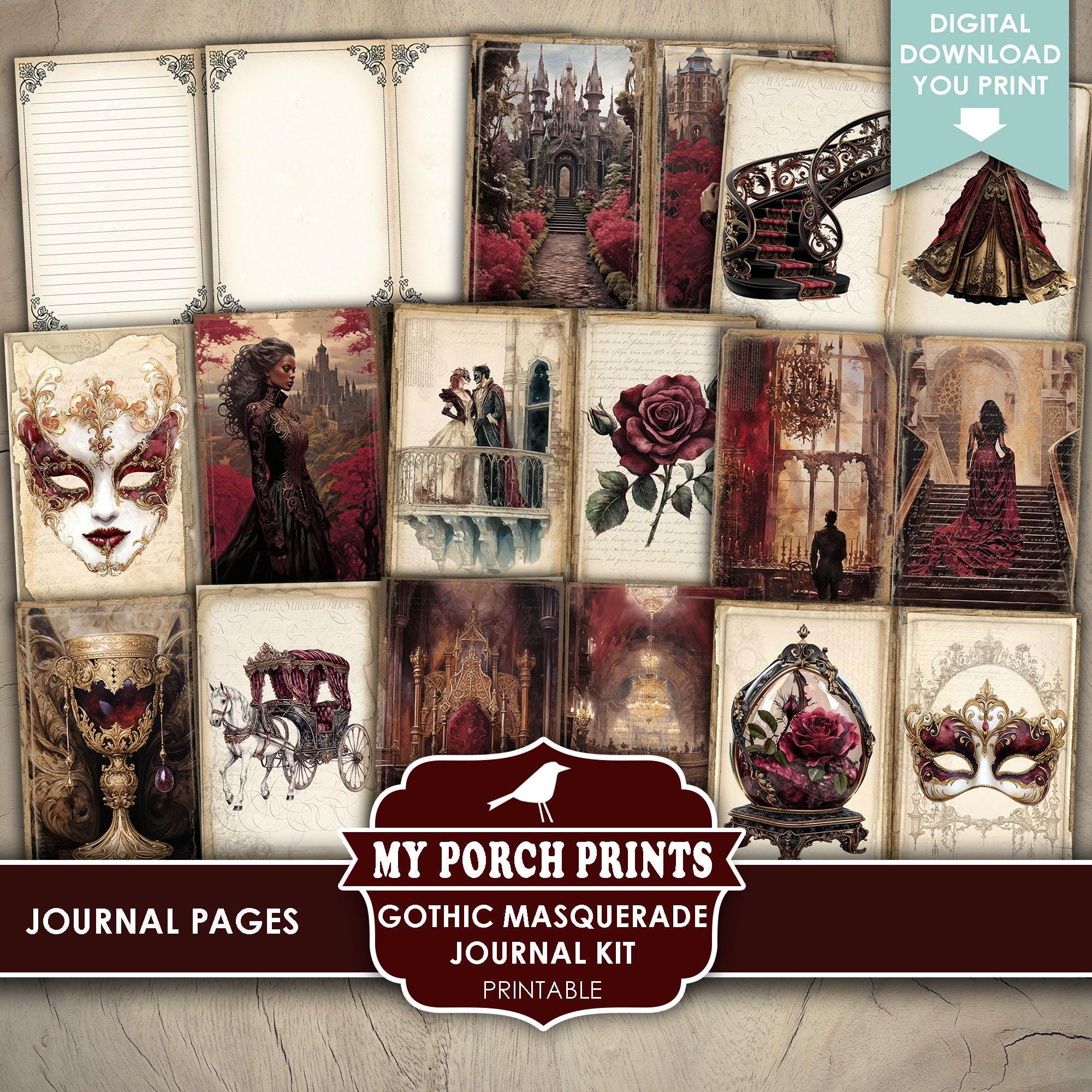 Gothic Masquerade Junk Journal Kit, Victorian, Halloween, Mask, Ball ...