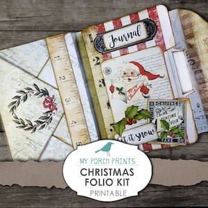 Folio de Noël, kit de journal indésirable, éphémères, impressions de ma véranda, livre, mini, papier imprimable, journal indésirable, kit numérique, vintage, téléchargement