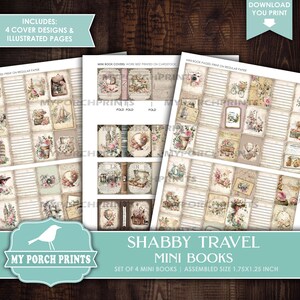 Shabby Travel Mini Books, Junk Journal, Vacation, Miniature, Book, Road Trip, Holiday, Suitcase, My Porch Prints Printable Digital Download image 4