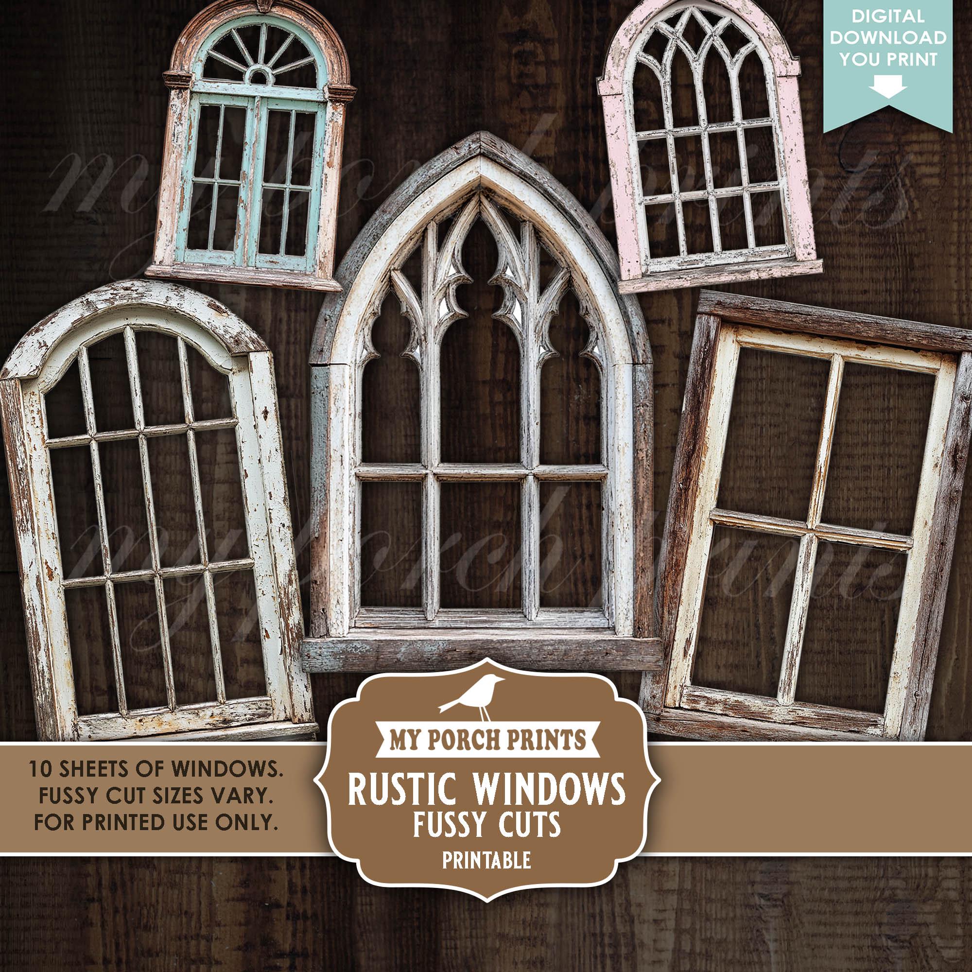 Window Paper Cutouts Rustic Windows FUSSY CUTS, Junk Journal Window Shapes Cutouts Kit ...