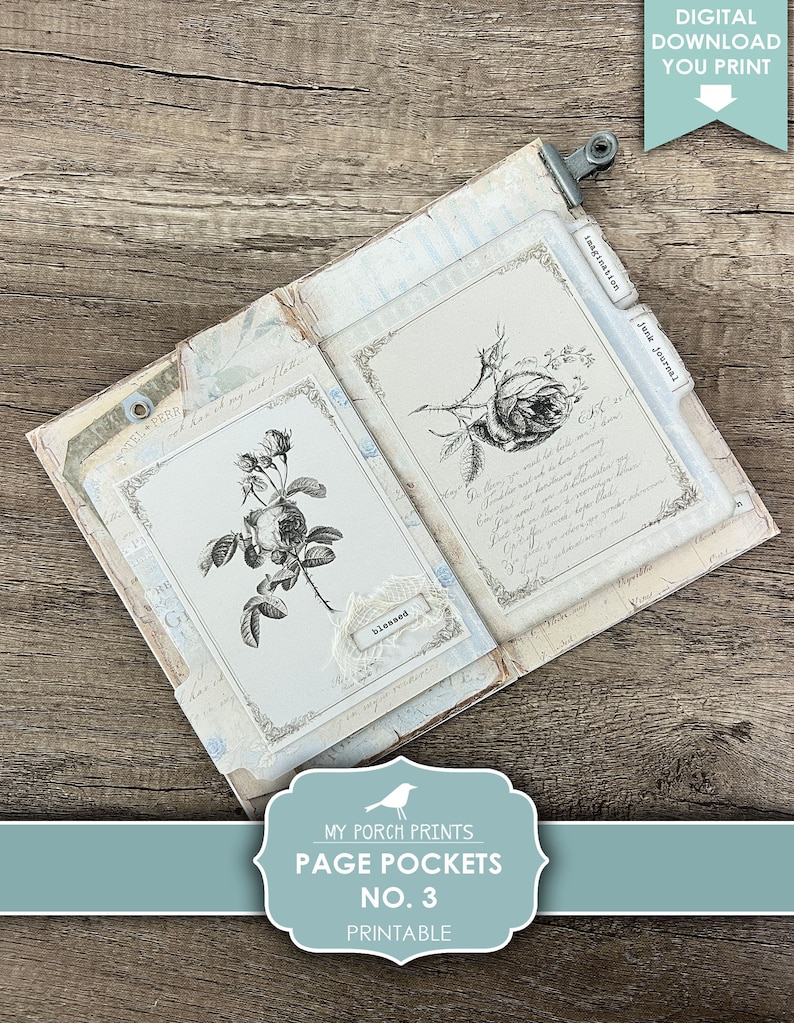 Page Pockets No. 3 Junk Journal Folio Kit, Folder, Blue, Butterfly ...