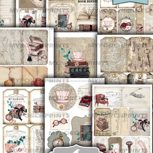 Junk Journal Kit, Book Lover, Writer, Author, Tea, Quill Ink, Vintage, Handmade, Dark Academia, My Porch Prints, Printable, Digital Download image 4