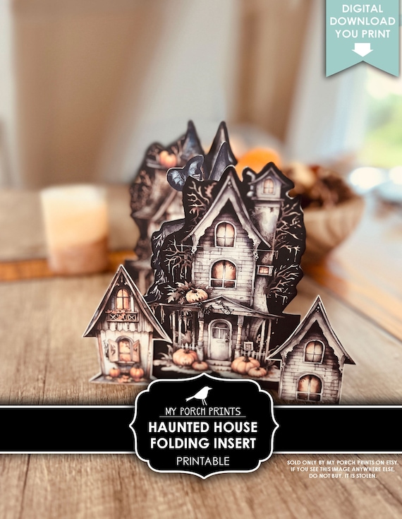 Haunted House, Folding, Insert, Kit, Junk Journal, 3D, Craft