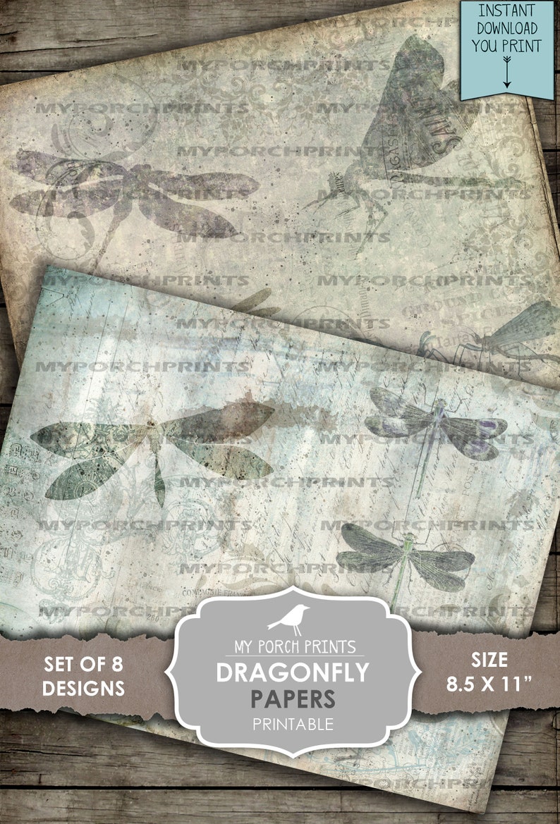 Dragonfly, Printable, Paper, Junk Journal, Kit, Download, Dragonflies ...