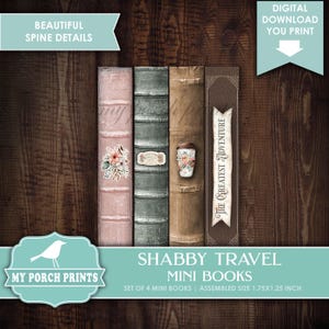 Shabby Travel Mini Books, Junk Journal, Vacation, Miniature, Book, Road Trip, Holiday, Suitcase, My Porch Prints Printable Digital Download image 6