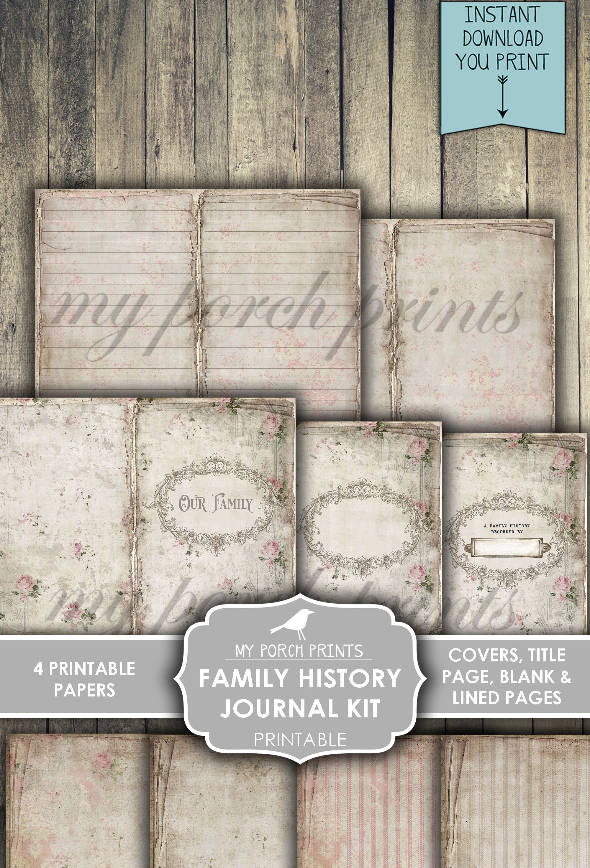 Family History, Junk Journal, Family Tree, Kit, Book