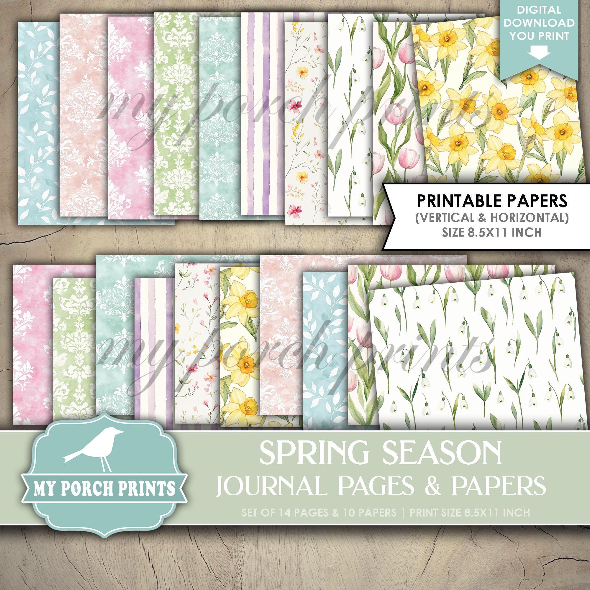Spring Season Junk Journal PAGES & PAPERS, 4, Four, Seasons, Easter ...