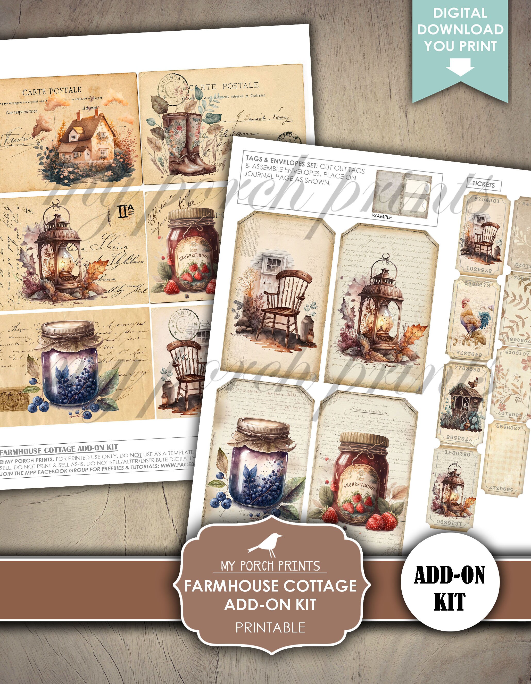 Junk Journal, Farmhouse Cottage Add On, Kit, Farm, Cottagecore, Animals ...