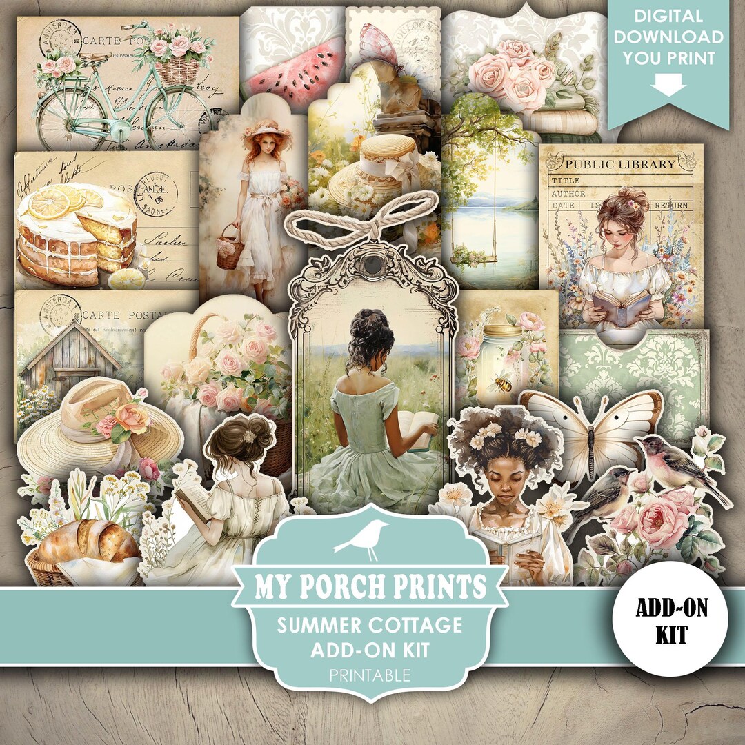 Summer Cottage ADD ON KIT, Junk Journal, Vintage, Neutral, Cottagecore ...