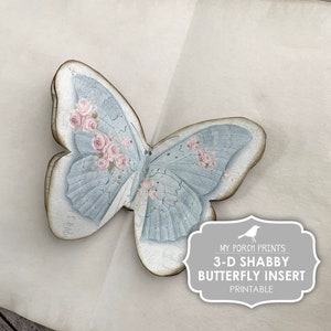 Junk-Journal-Einlage, Shabby, 3D, Schmetterling, Buchseite, dimensional, Pop-Up, Junk-Journal-Kit, druckbar, My Porch Prints, digitaler Download