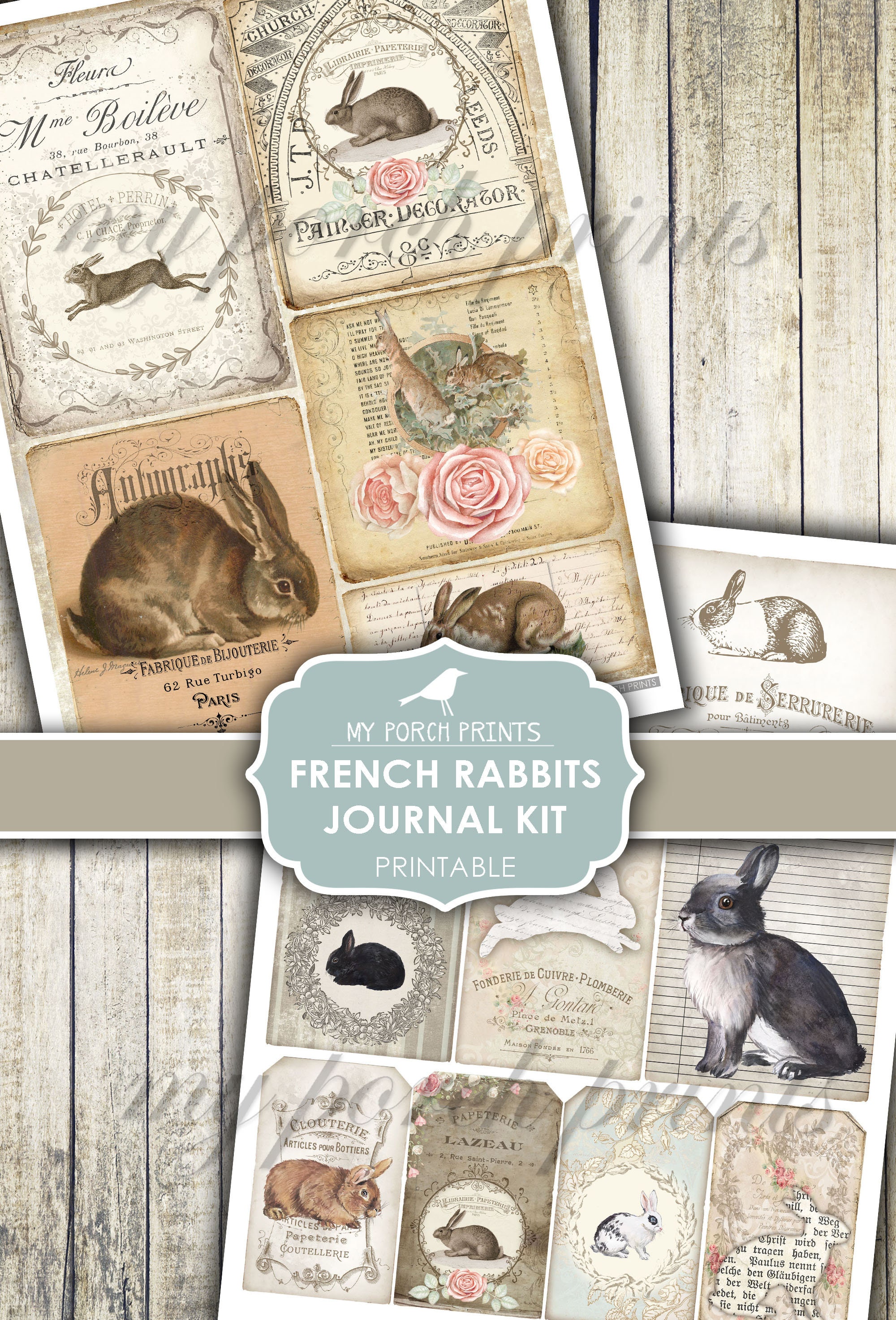 Junk Journal, French, Rabbit, Bunny, Easter, Not, Peter, Blue, Baby ...