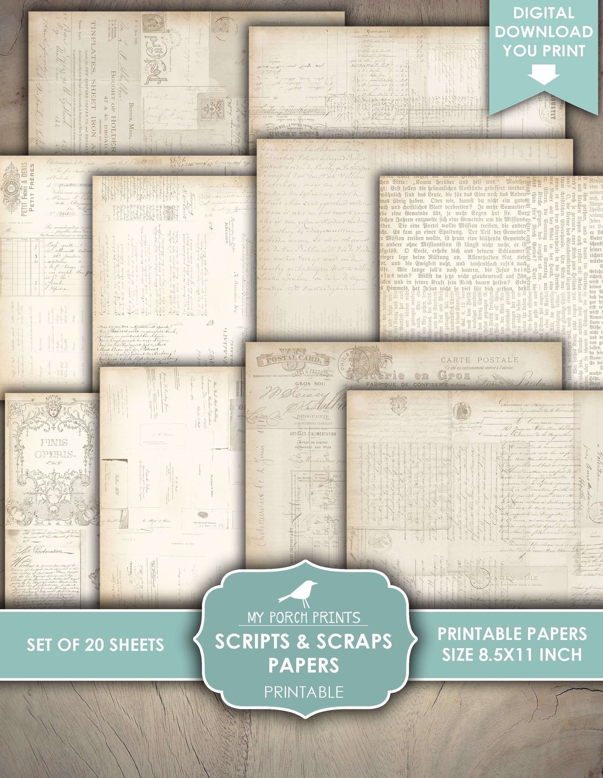 Junk Journal, Papers, Scripts and Scraps, Script, Neutral, Masculine ...