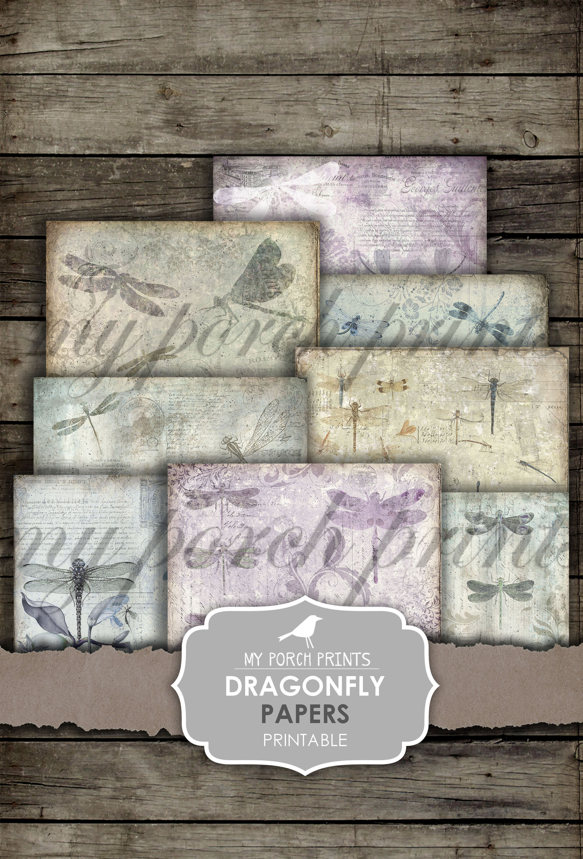 Dragonfly, Printable, Paper, Junk Journal, Kit, Download, Dragonflies ...