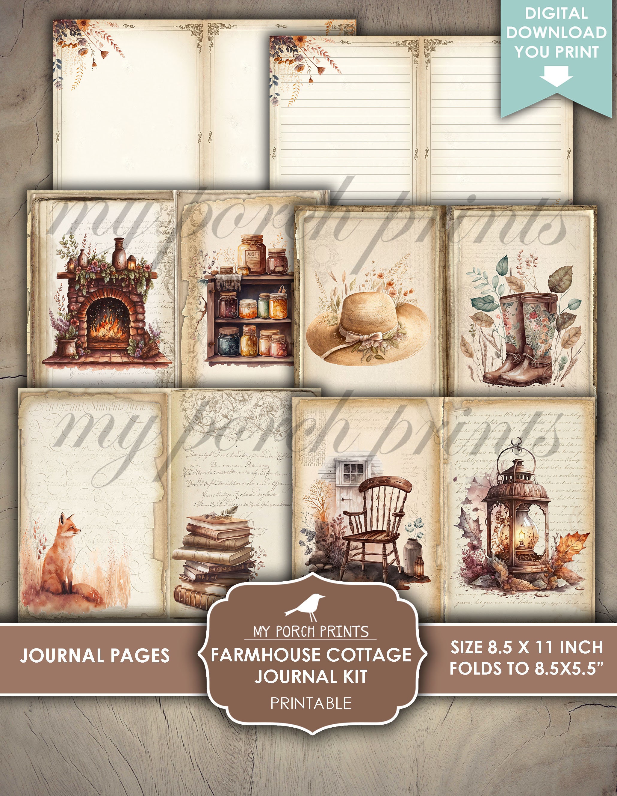 Junk Journal, Farmhouse Cottage, Kit, Farm, Cottagecore, Animals ...