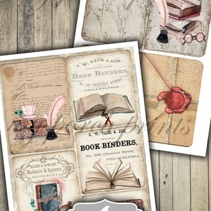 Junk Journal Kit, Book Lover, Writer, Author, Tea, Quill Ink, Vintage, Handmade, Dark Academia, My Porch Prints, Printable, Digital Download image 7