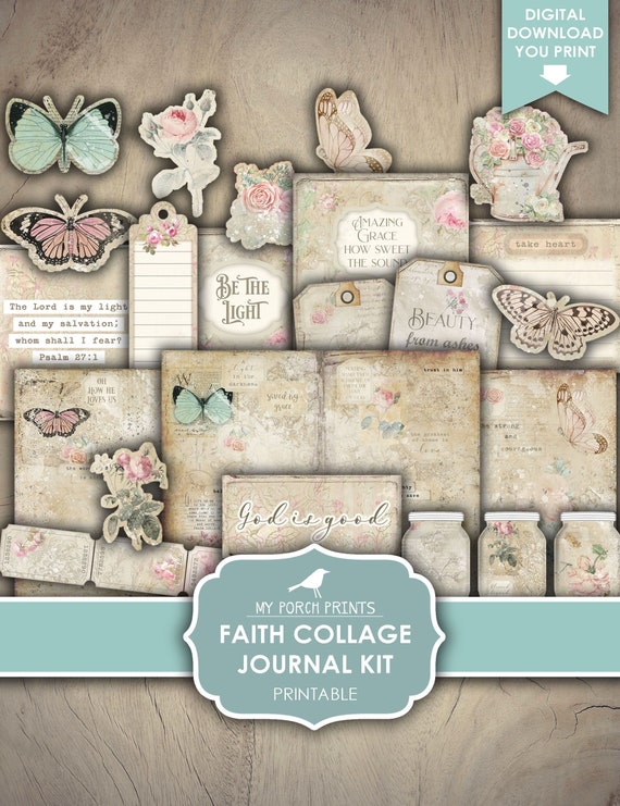 Christian Journal, Christian Printable, Scrapbook, Digital, Printable  Journal, DIY Journal, DIY Scrapbook, Craft Paper, Collage Sheet, 