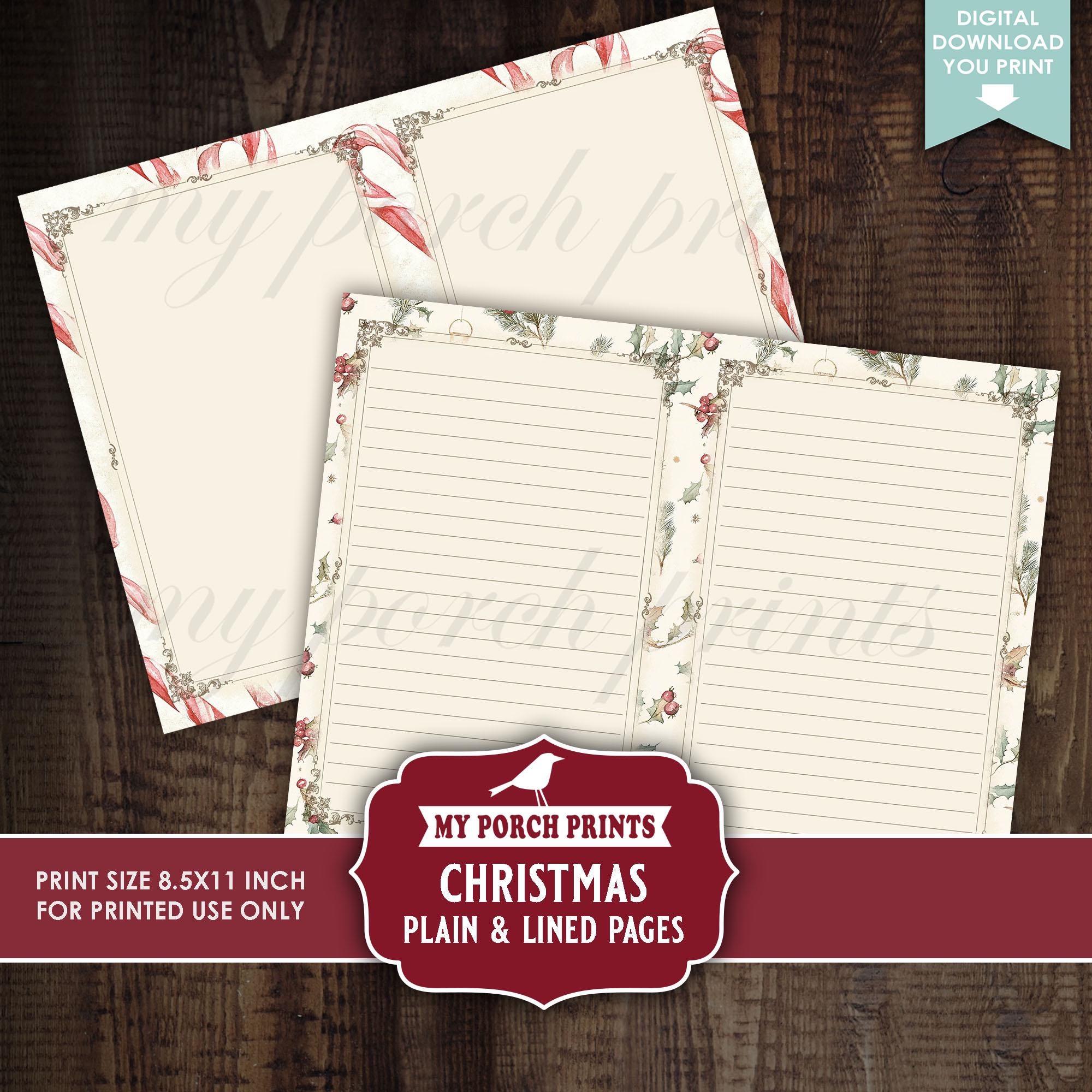 Christmas Plain and Lined Pages, Junk Journal, Traditional, Vintage ...
