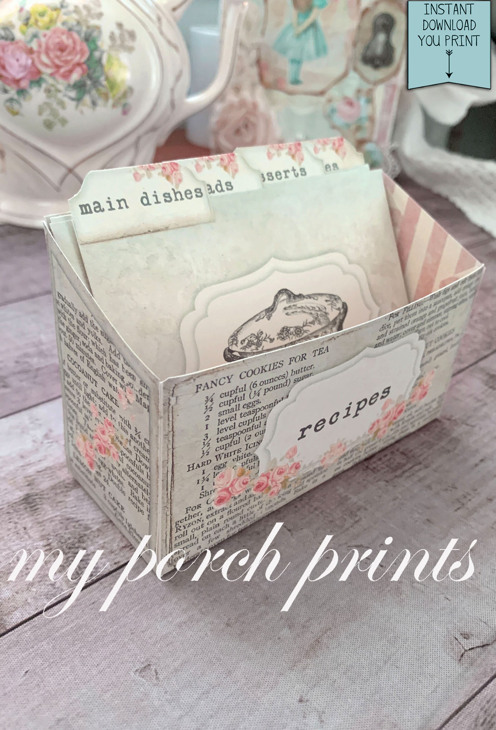 Recipe, Box, Shabby Chic, Junk Journal, Pastel, Storage, My Porch ...