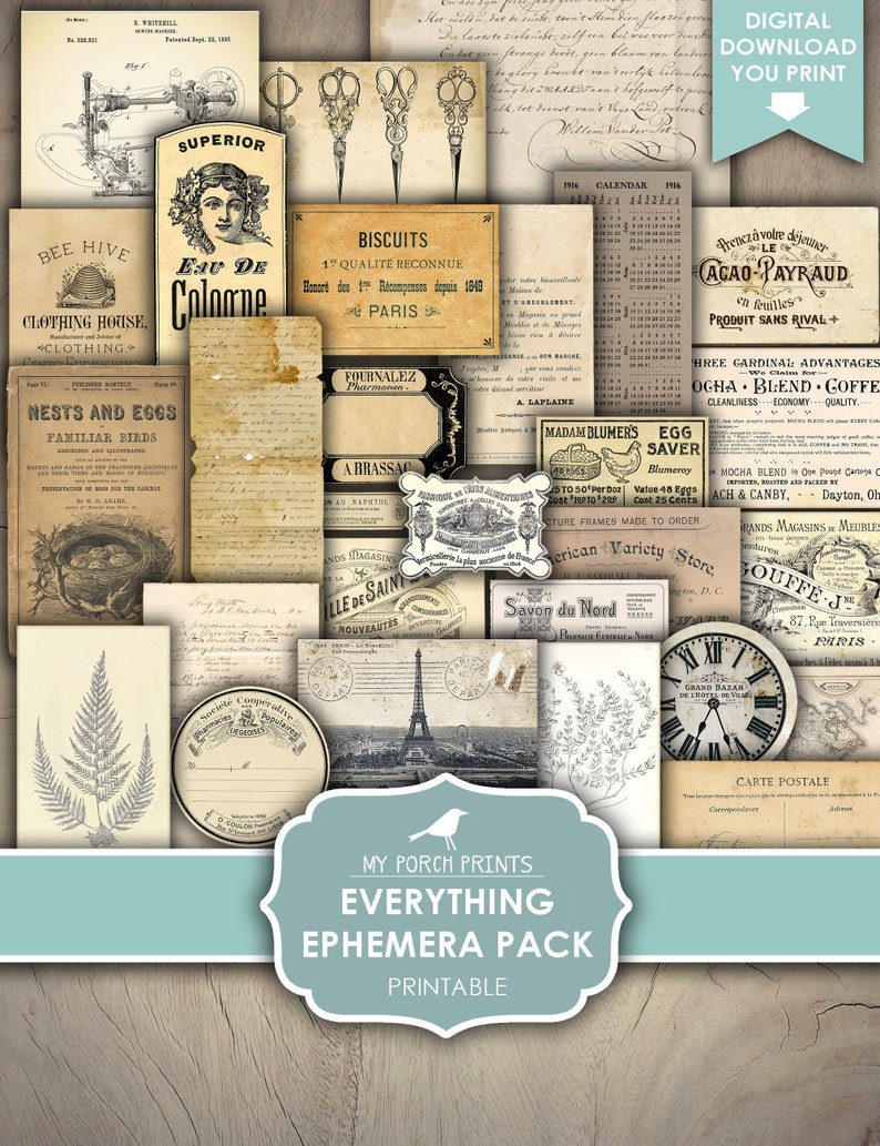 Junk Journal, Everything, Ephemera, Pack, Kit, Neutral, Botanical ...