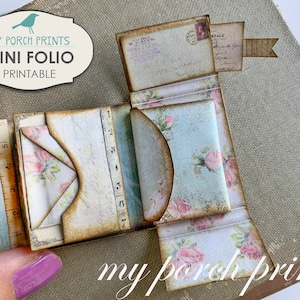 Minifolio, minialbum, knutselset, junkjournaalkit, My Porch-afdrukken, afdrukbaar, miniboek, miniatuur, boek, Digi Kit, digitaal, download