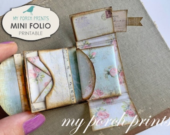 Mini Folio, Mini Album, Craft Kit, Junk Journal Kit, My Porch Prints, Printable, Mini Book, Miniature, Book, Digi Kit, Digital, Download