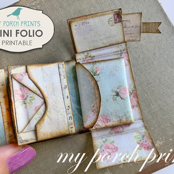 Mini Folio, Mini Album, Craft Kit, Junk Journal Kit, My Porch Prints, Printable, Mini Book, Miniature, Book, Digi Kit, Digital, Download