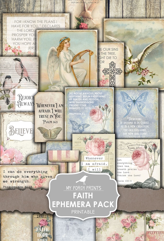 Junkjournal*『prayer』 Vintage Style Prayer Devotional Junk Journal Kit and