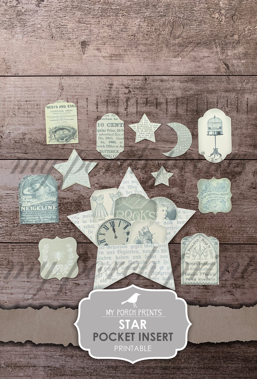 Star, Pocket, Junk Journal, Insert, Dream Journal, Tags, Stars, Moon ...
