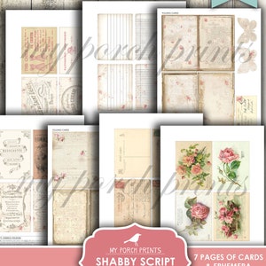 Tab Folders, Shabby Script, Junk Journal, Vintage, Folder, Pockets, Ephemera, My Porch Prints, Insert, Digital Kit, Download, Printable image 3