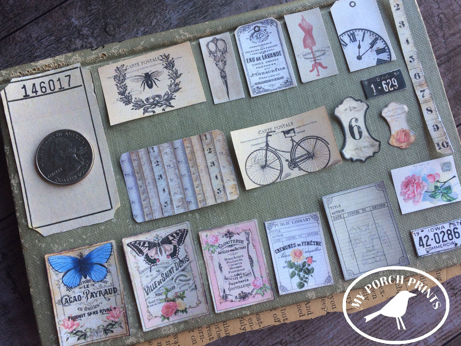 BOTANICAL JOURNAL ephemera pack green Fussy cut digital ephemera printable junk journal kit printable mini junk journal kit printable