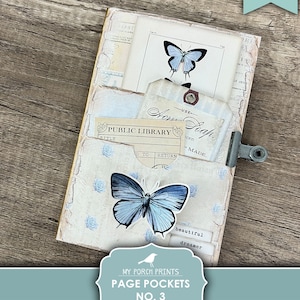 Page Pockets No. 3 Junk Journal Folio Kit, Folder, Blue, Butterfly ...