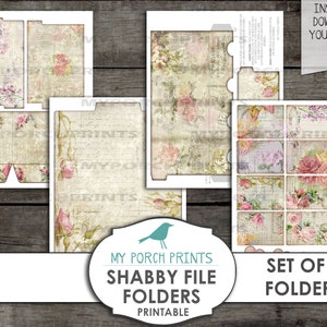 Shabby Mini File Folders, Junk Journal Kit, Printable, Ephemera Roses ...