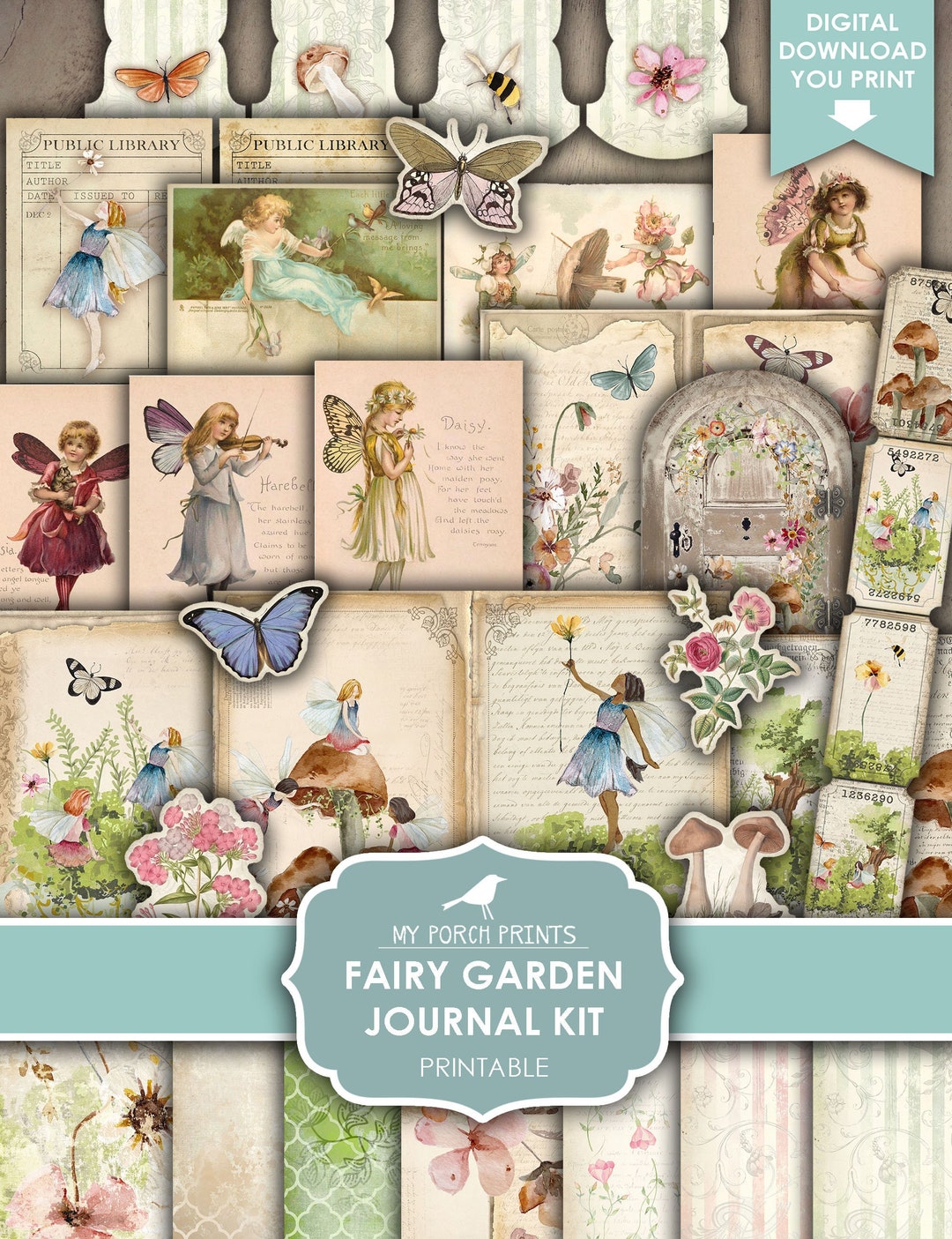 Fairy Garden Junk Journal Kit, Fairies Forest Door Cottagecore Magic ...