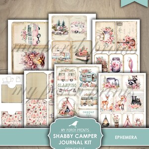 Junk Journal, Shabby, Camper, Kit, Camping, RV, Vacation, Tent, Road ...